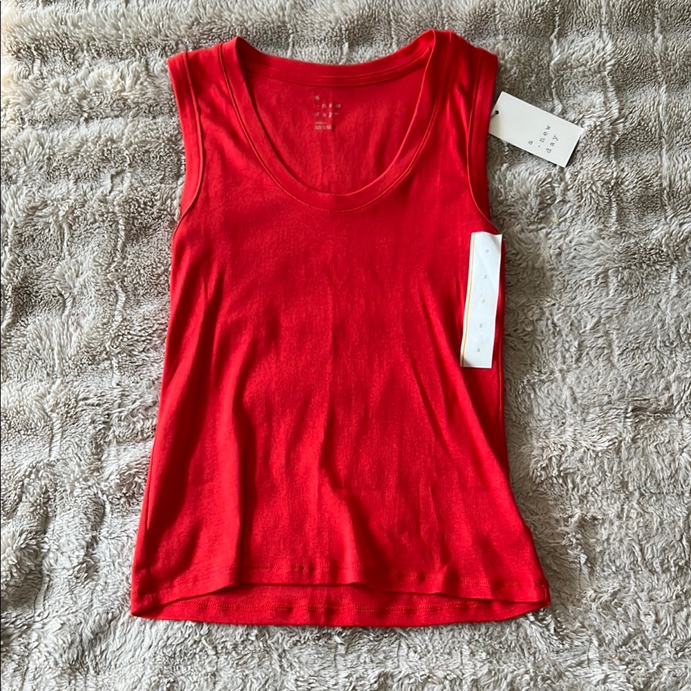 A New Day Red Fitted Sleeveless Tank Top